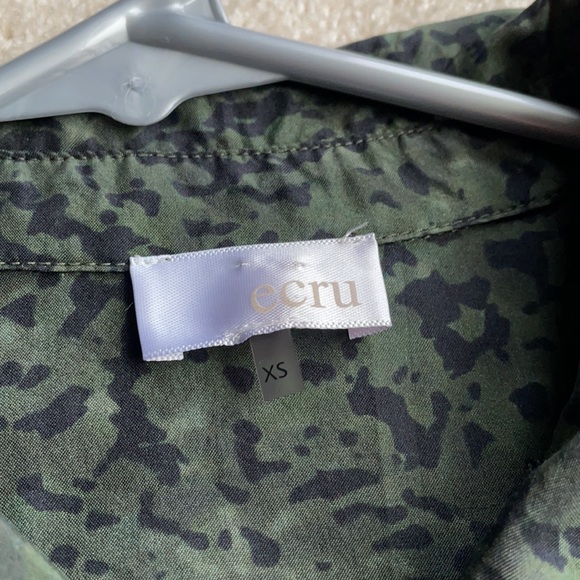 ECRU Silk Camo/Animal Print Blouse sz XS - Picture 12 of 14